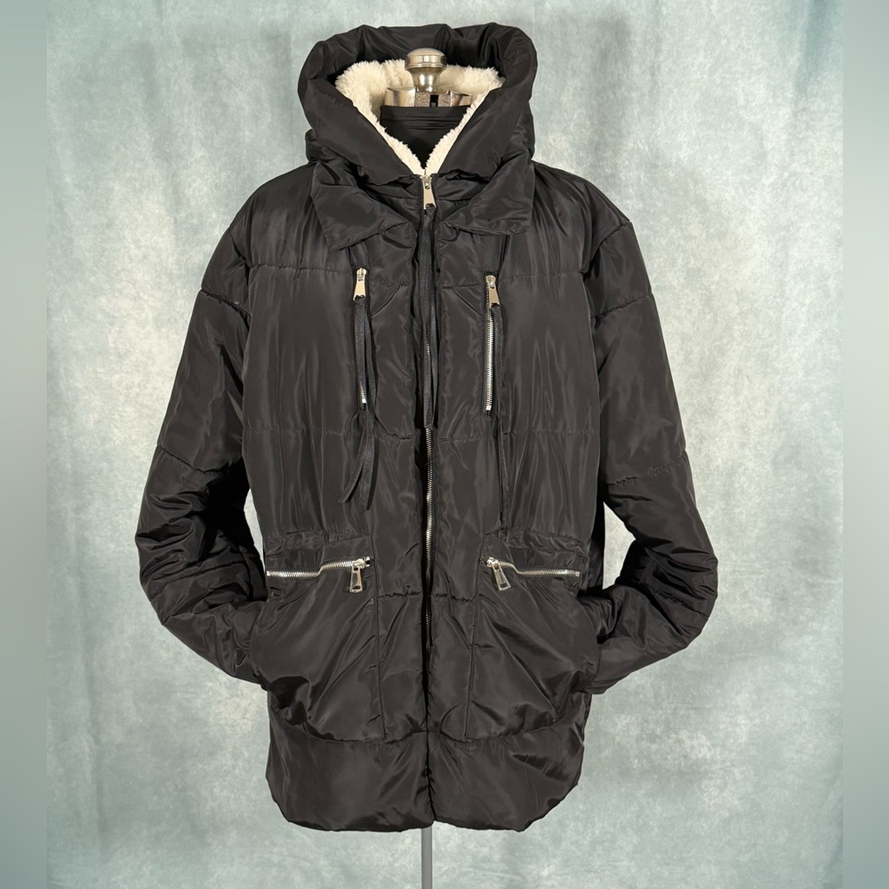 Astor Pl Black Hooded Puffer Jacket ladies plus 3x